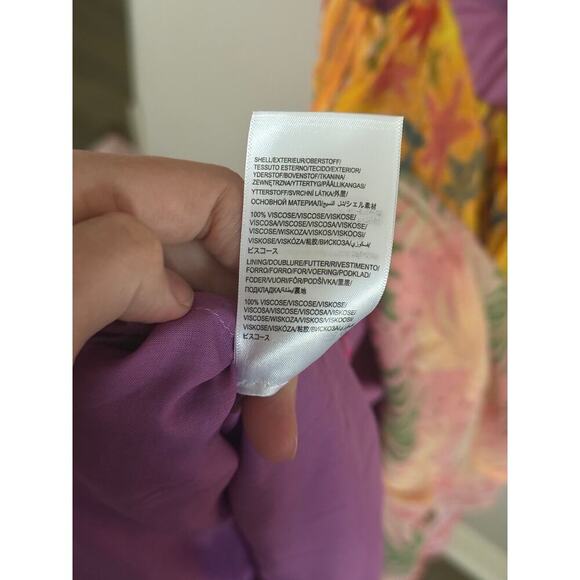 NWT FARM Rio Toucans Tropical Maxi Dress Ruffle Tiered Midi Orange Pink Size S - Picture 11 of 11